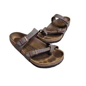 birkenstock mayari leather toe strap sandal Birkibuc Stone Sandals cork bed 39
